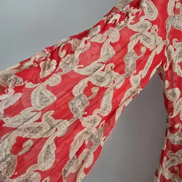 The Kooples Dress Red Long Sleeve Floral Print Size M/L